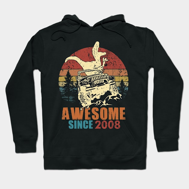 2008 Jeep T-Shirt Awsome Since 2008 T-Rex Jeep Vintage Retro Birthday Gift Hoodie by thuocungphoi732